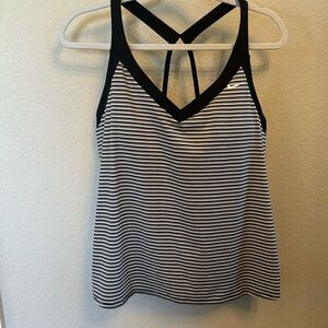 Nike tankini top, great condition, adjustable straps. Black-grey-white stripes